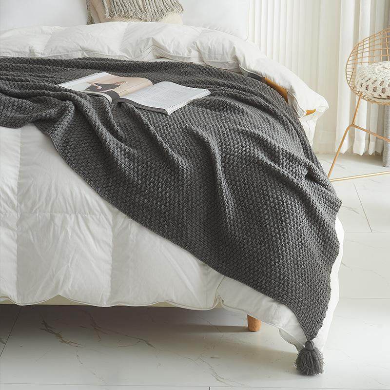 New Nordic Style Tassel Knitted Blanket Office Air Conditioning Nap Blanket Wool Blanket Sofa Leisure Blanket Throw Blanket