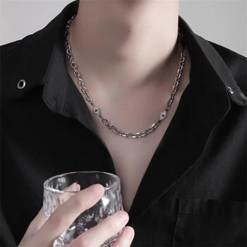 Necklace men's fashionable diamond-shaped small aircraft titanium steel non-fading 2023 new light luxury simple high-grade niche jewelry