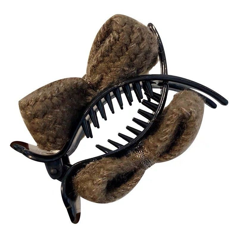 Autumn and Winter Knitted Wool Bow Hairpin Ball Head Fixed Grabber Hairpin Hairpin Special Shark Clip