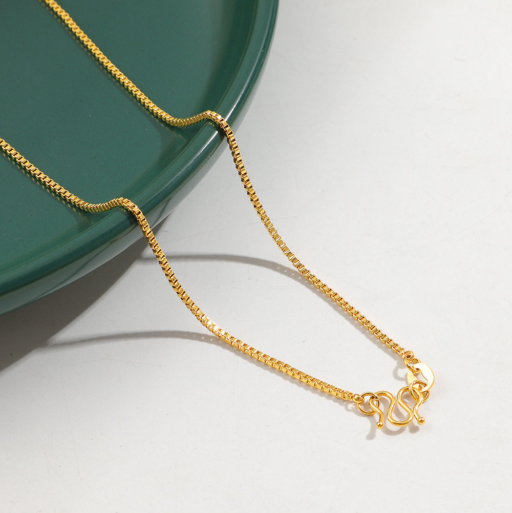 钛钢不掉色M扣蛇骨链2024新款项链女简约颈链百搭通勤素链锁骨链