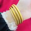 Brass Gold-Plated Traditional Bracelet for Women, Imitation Gold Bangle, Solid Plain Ring, Tiktok Style, Same Color Inside and Out