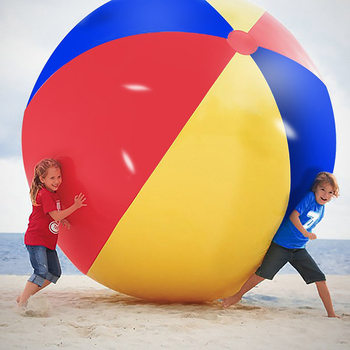 Cross-Border Thickened Large Pvc Inflatable Beach Ball for Team Building Activities, Water Play Rainbow Ball, Outdoor Sports Ball Toy