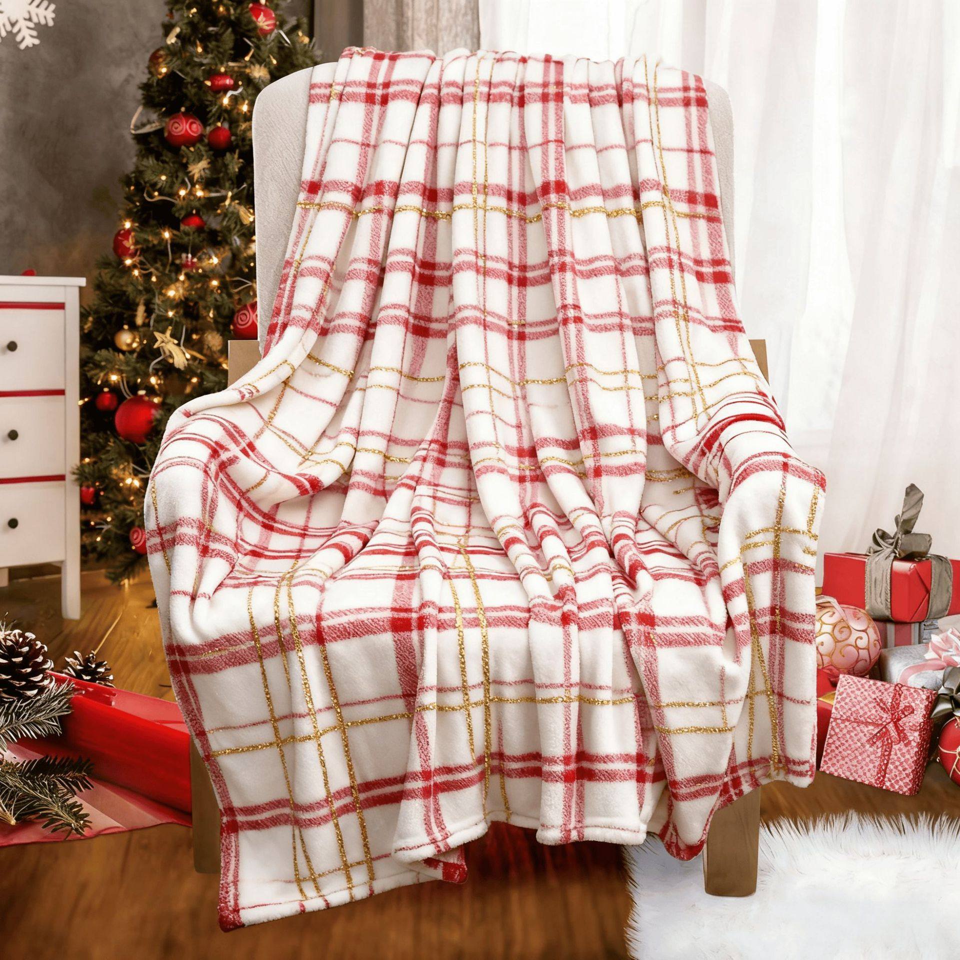 Source Factory Temu Xiyin Christmas Flannel Blanket Four Seasons Blanket Portable Blanket Thickened Warm Nap Blanket