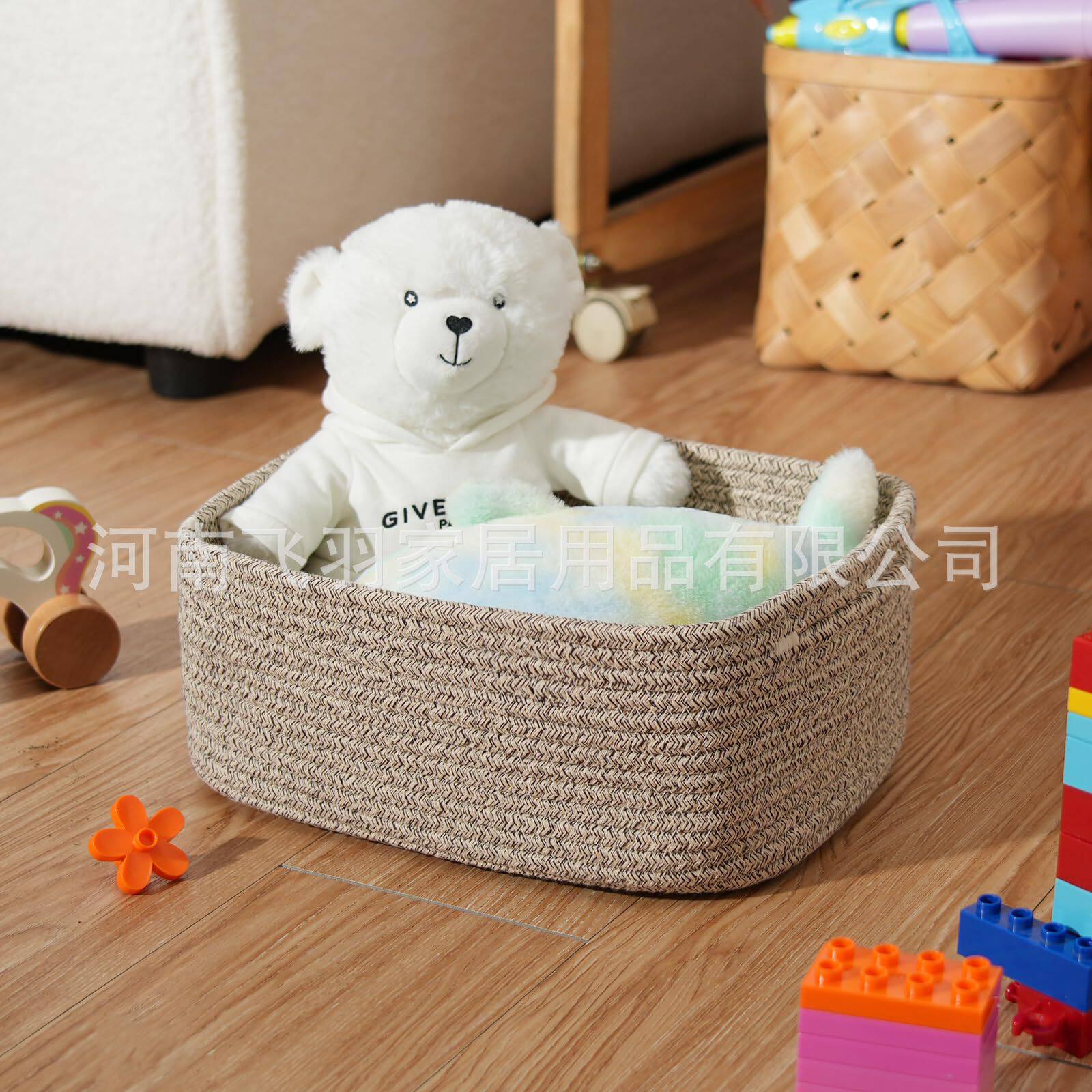 Source Manufacturer Square Cotton Rope Small Basket Holiday Gift Basket Family Small Items Storage Basket Square Bottom Small Basket