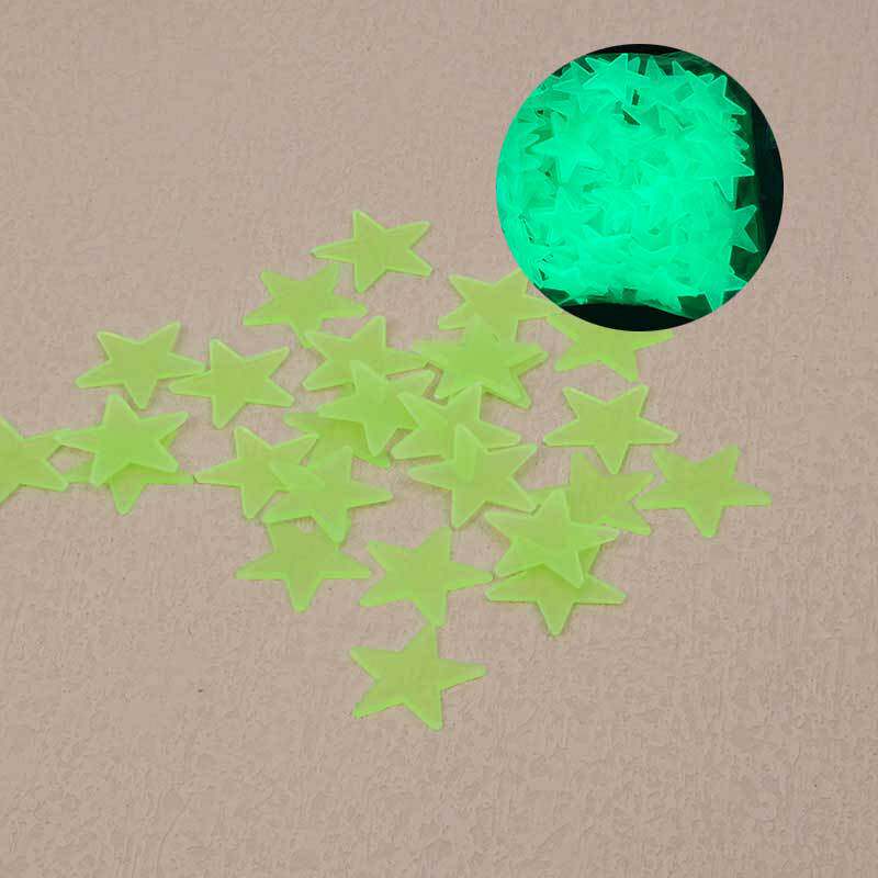 2-3cm夜光星星墙贴装饰荧光五角星跨境彩色发光门窗贴立体冰箱贴