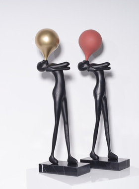 创意抽象雕塑黑色铸铁摆件办公室