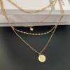 Cross-Border Simple European and American Metal Portrait Coin Necklace for Women Multi-Layered Light Luxury Niche Temperament Exaggerated Clavicle Chain