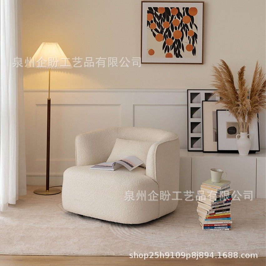 แสงนอร์ดิกหรูหราเก้าอี้โซฟาเดี่ยวเชอร์ปาโซฟาหมุนห้องนอนคาเฟ่...