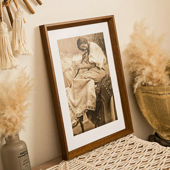 Walnut color solid wood large photo frame wall mounting frame frame A4 a3 36 inch puzzle frame wall frame wholesale