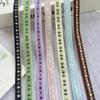 National jacquard ribbon national style small fresh leaves flower clothing bag accessories AH-2850 width 1.2CM