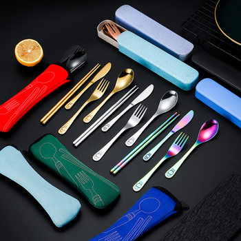 Cute rabbit 304 stainless steel tableware cartoon children's knife and fork spoon suit eating spoon fork steak knife