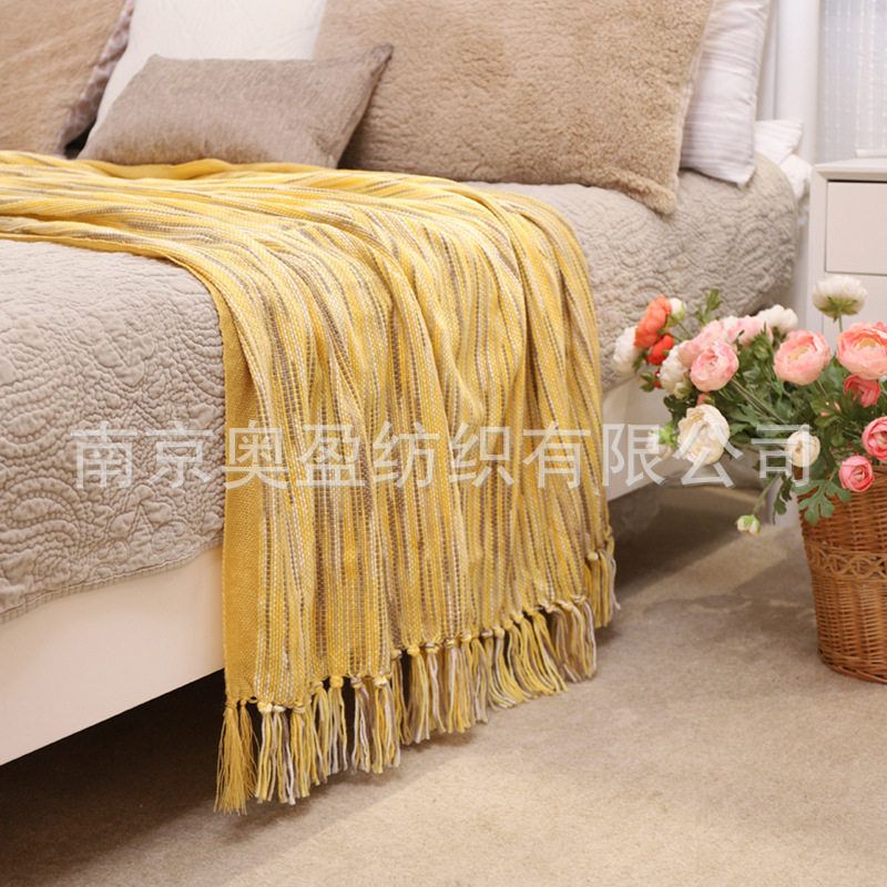 American Country Casual Blanket Knitted Blanket Bedside Towel Tassel Ins Sofa Blanket Living Room Photography Blanket Throw
