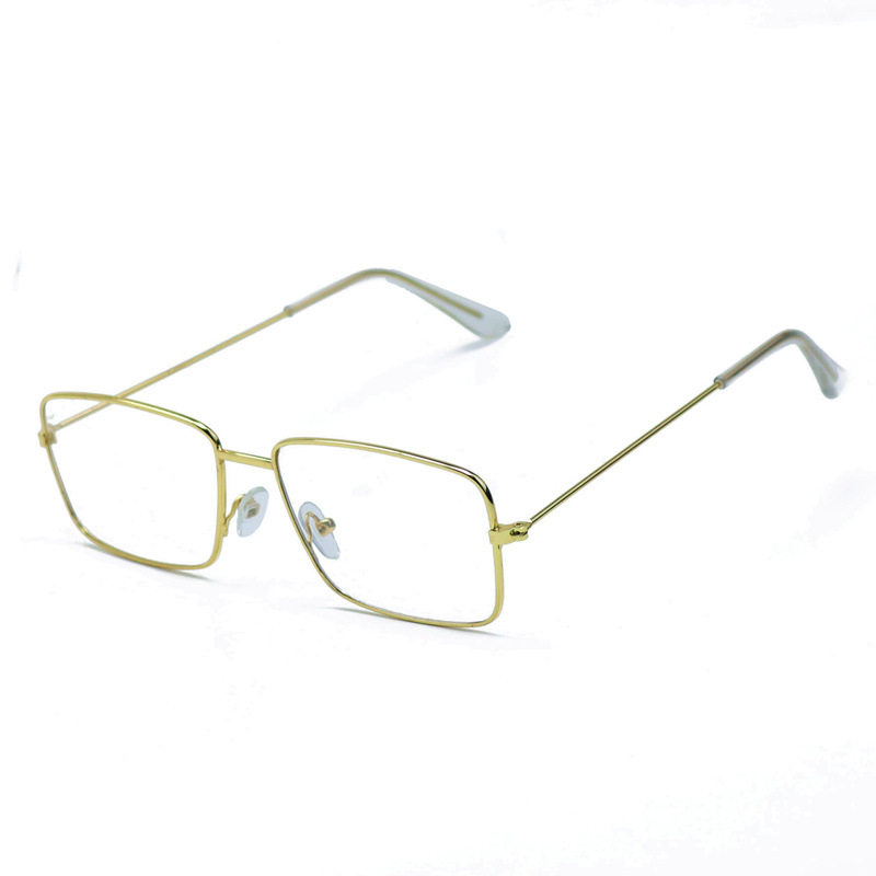 Cross-border Metal Small Box Flat Mirror Artistic Gold Narrow Frame Glasses Frame Halloween Dress-up Props Glasses in stock