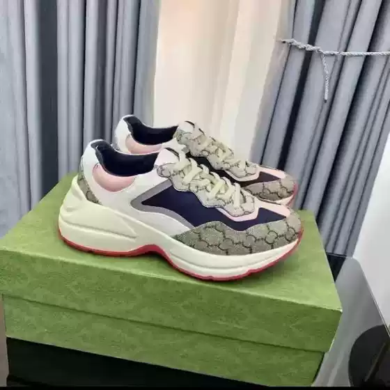 Genuine Leather Dad Shoes with Thick Soles and Height Increase, Couple Style, Casual Retro Monogram Two-Tone Sports Shoes for Women, Versatile and Casual