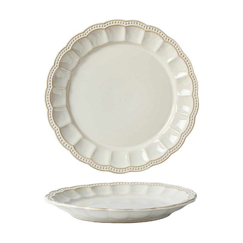 Household tableware kiln-glazed French tableware rice bowls new household bowls ceramic dishes plates dinner plates soup bowls