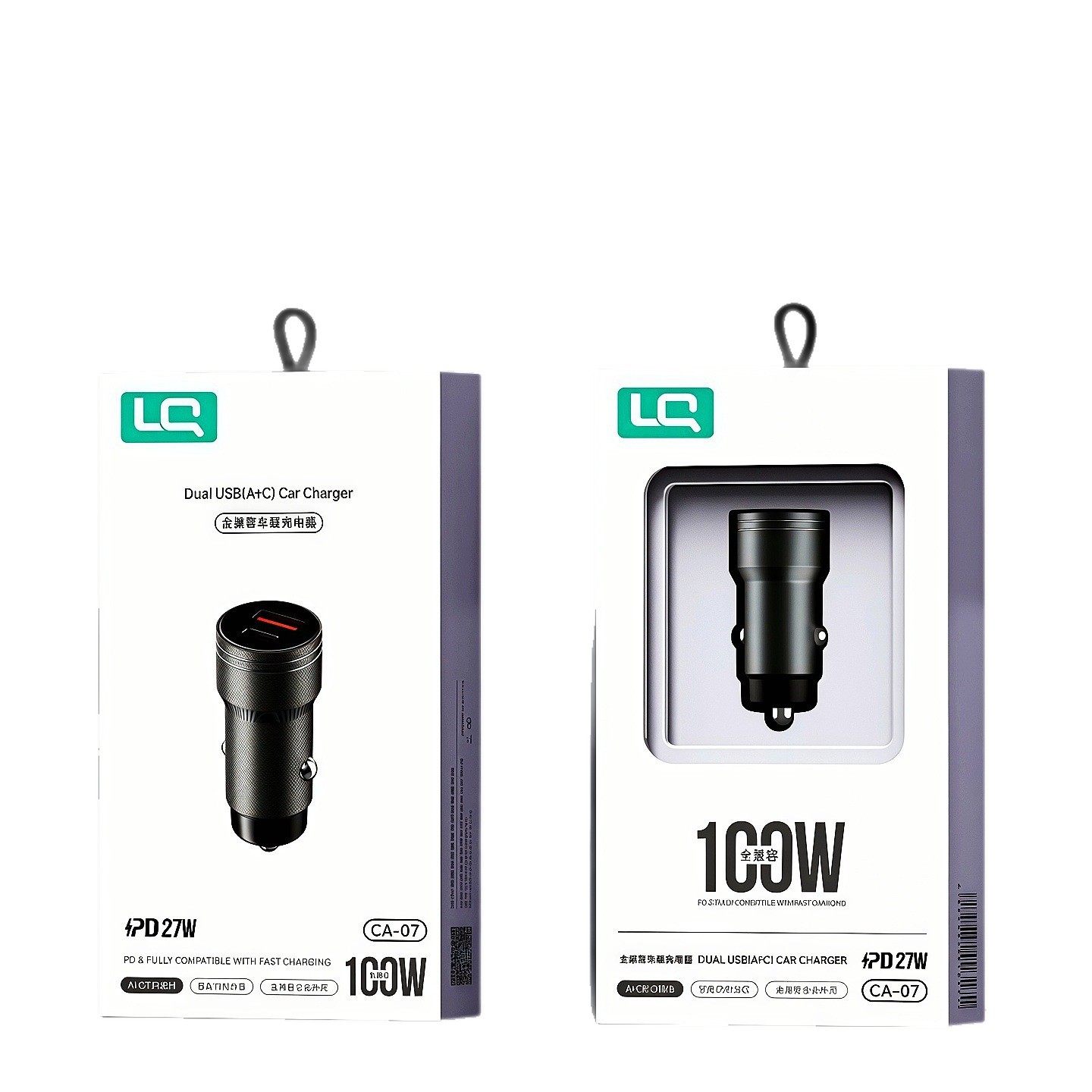 Fast Charging Car Charger Metal 100W+Pd27W Fully Compatible Fast Charging Car Charger Suitable for Pingguo Huawei Type-C