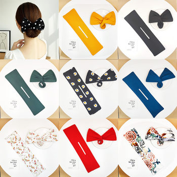 High-grade ball head twist clip hair curler lazy bow printing rotating hair band flower brace head pan head hair accessories