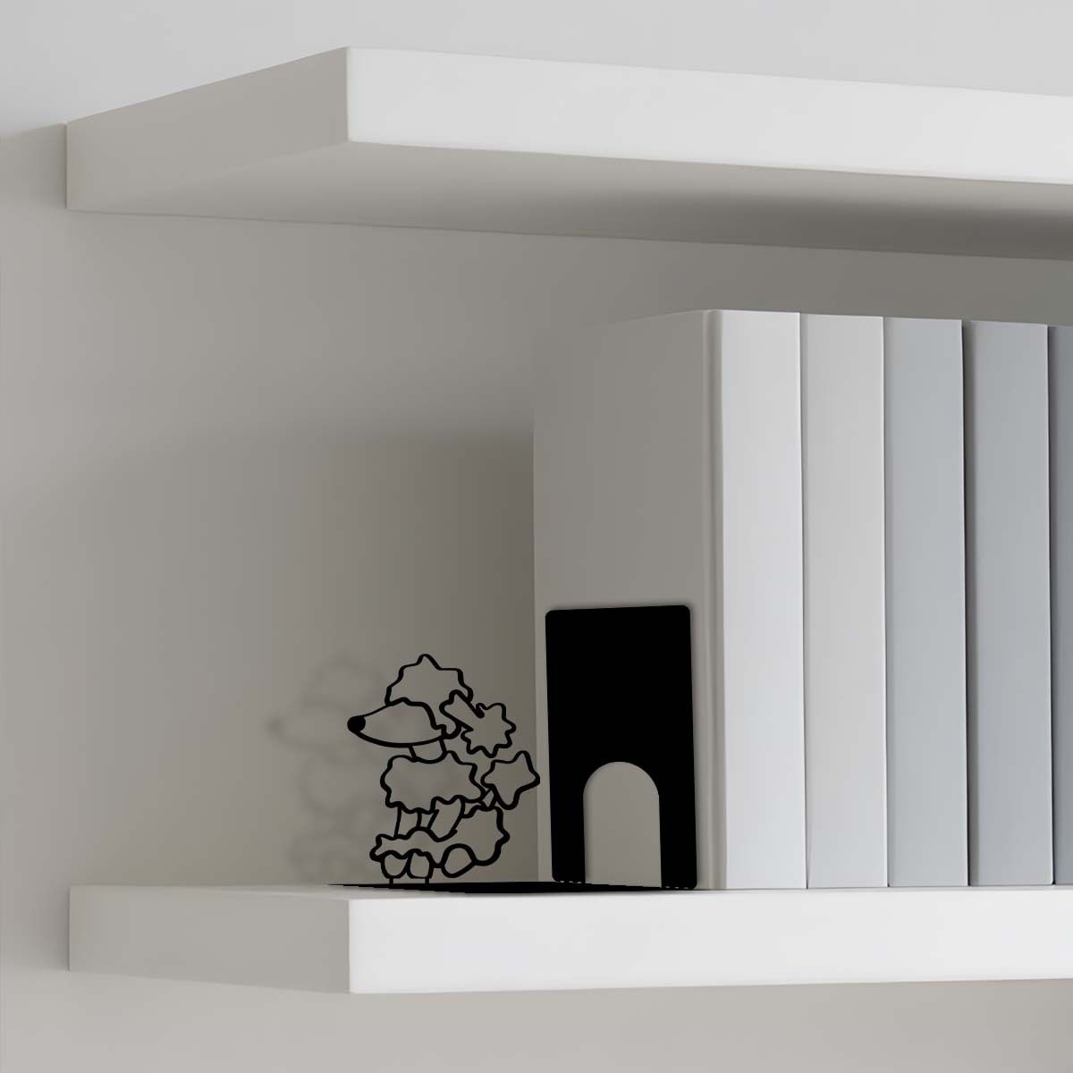 Metal Hollow Bookends L-Shaped 2-Piece Set Puppy Iron Art Desktop Decoration Bookends Bookshelf Office Storage Clip Stationery