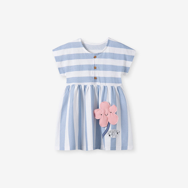 Source Children's Clothing Factory Direct Supply, Cute Short-sleeve Dress, Summer Kids' Skirt, Cotton Girls' Dress