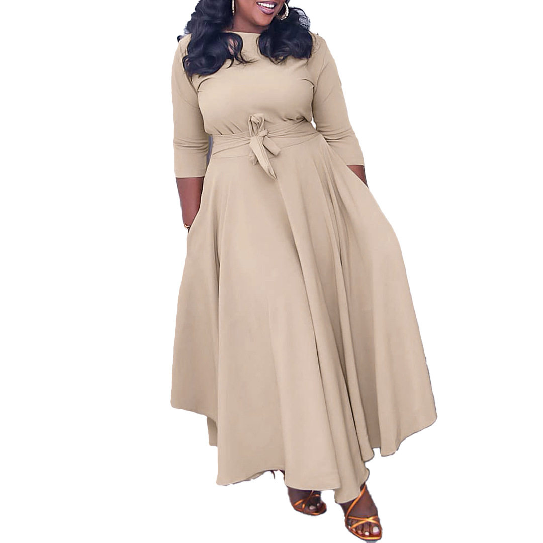 Plus Size African Long Dress Fashionable Tie Design Elegant Style Spring Summer Collection Wholesale Available