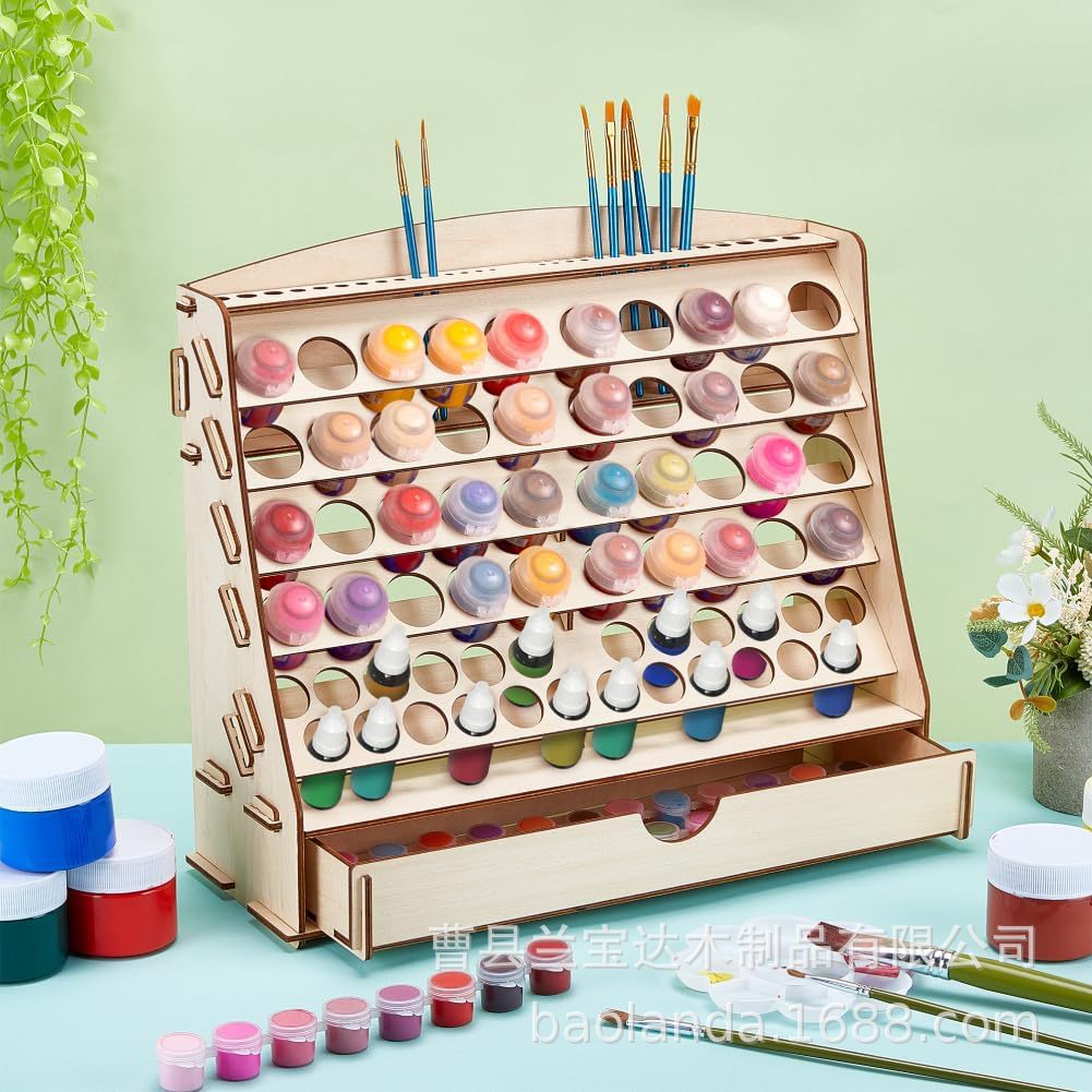 Wooden Paint Storage Box Wooden Art Student Brush Storage Rack Desktop Vertical Nail Polish Storage Rack