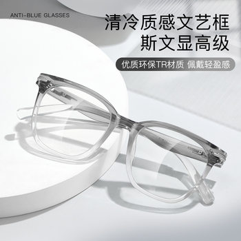 Little Red Book Blogger Recommend Ultra Light TR90 Ice Grey Plain Glasses Frame Danyang Wholesale Glasses for Men and Women