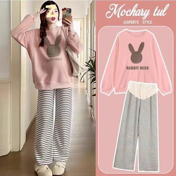 Maternity Wear Fleece-Lined and Thickeneded Autumn and Winter New Bottoming Shirt Loose Casual Large Size Sweatshirt Fashionable Spring & Fall Outer Top