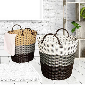 Plastic Rattan Dirty Clothes Basket Extra Large Laundry Basket Storage Basket Toy Basket Ins Style Household Clothes Basket for Storing Artifact