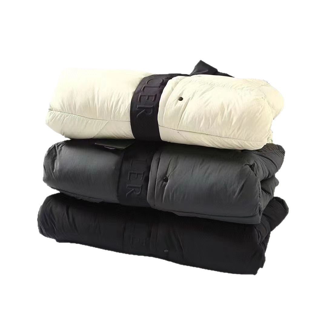 High Version Black Warrior Embossed Letters Couple Hooded Stand Collar down Jacket Winter Men's White Black