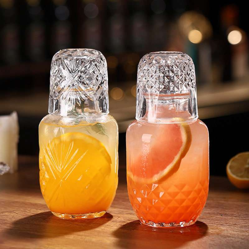 Diamond carved cocktail cup set one person drink relief juice drink cup bar atmosphere wine glass