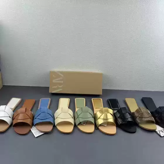 Za2025 New Summer Women's Shoes Flats Cross Simple Versatile Sandals Open Toe Back Hollow Beach Shoes for Outer Wear