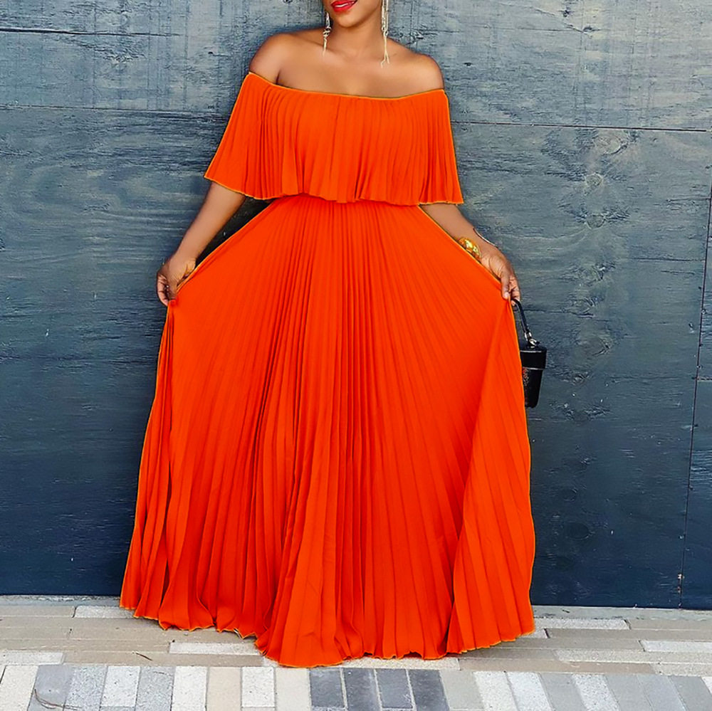 Off Shoulder Pleated Dress Sexy One Shoulder Design Elegant Fit Summer Fashion Perfect for Parties and Events