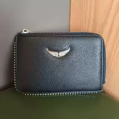 ZV Card Bag Card Insert Fashion Retro French Light Luxury Cowhide All-Match Exquisite Wings Hot Drilling Fashion