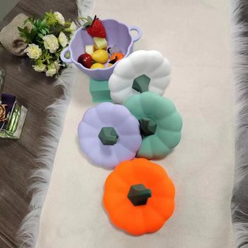 Factory Customized Kidsren's Creative Food Supplement Silicone Pumpkin Bowl Multi-Color with Lid, Steamable and Non-Slip Baby Training Tableware