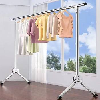 Floor folding telescopic drying rack stainless steel single pole drying rack drying rack indoor bedroom hanging rack wholesale