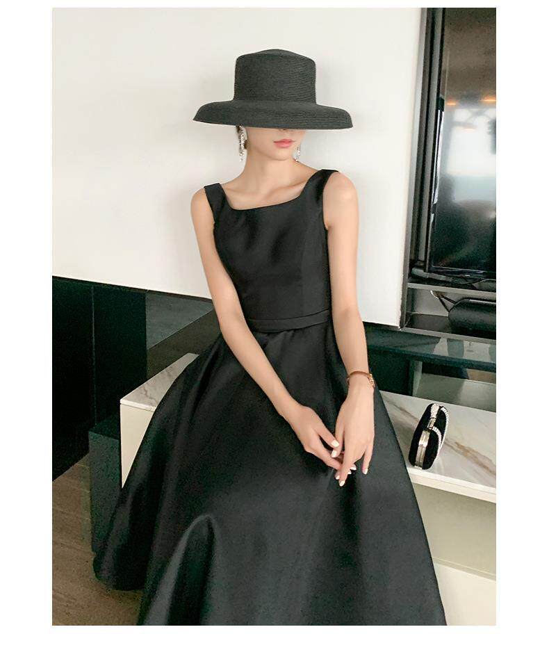Váy Dạ Hội Nữ Phong Cách Hepburn Dự Tiệc Sinh Nhật dáng chữ A Chiết Eo Màu Đen chi tiết 5