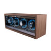 Black Walnut Grain Wooden Glass Door 4-Slot Watch Winder Mechanical Watch Winding Motor Box Watch Case with Dustproof Design