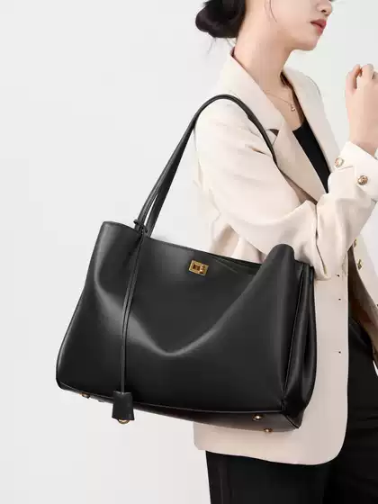 [Original Leather] Large Bag Genuine Leather Shoulder Bag Underarm Top Layer Cowhide Large Capacity Women's Commuter High-Level Tote Bag