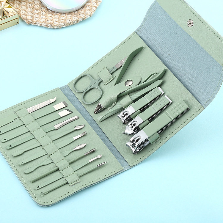 Folding bag 16 piece set nail clippers suit nail clippers nail clippers pedicure tools scissors ear spoon suit wholesale