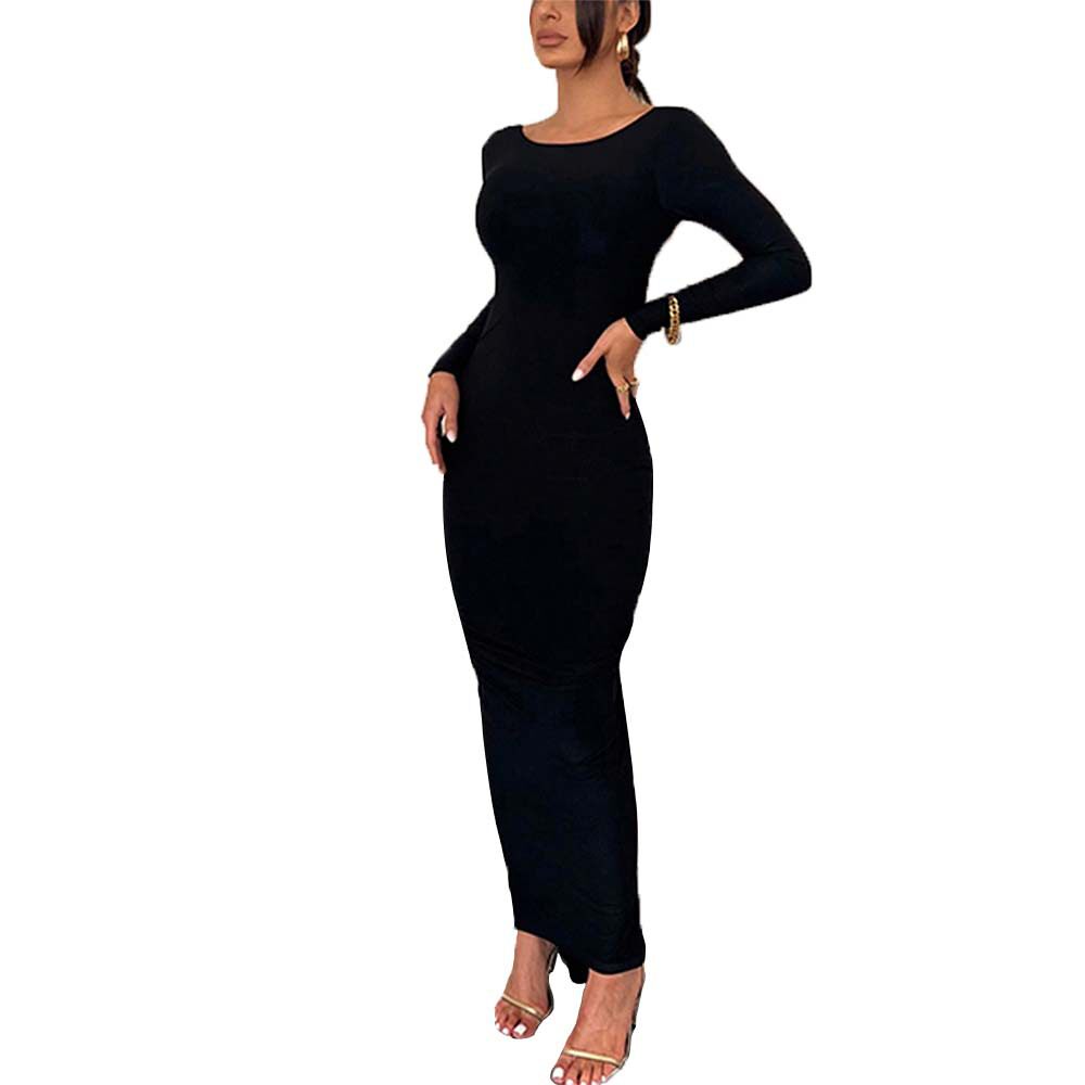 Elegant Backless Evening Dress Sexy Long Silhouette European and American Style Perfect for Parties and Formal Events