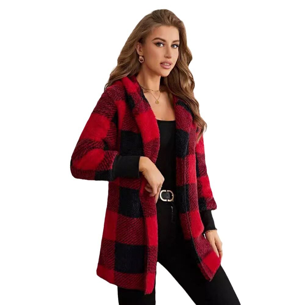 Loose Fit Plaid Cardigan Cozy Knit Fashionable Design Perfect for Fall Wholesale Available fast shipping