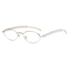 Jennie Oval Diamond Glasses for Women, High-End Metal Heart Rhinestone Frames, Plain Decorative Myopia Flat Glasses