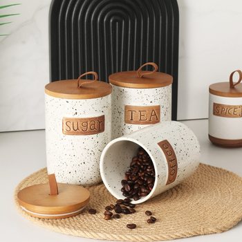 Cross-border Household Ceramic Sealed Jar Coffee Bean Storage Jar Moisture-proof Dustproof Sealed Bottle Sub-packaging Food Grade Jar