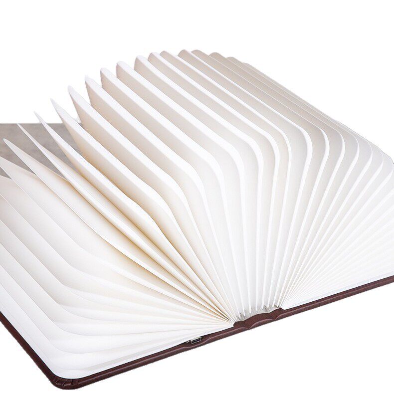 Creative Folding Book Lamp, Direct from the Manufacturer, USB Powered, Stepless Dimming, Eye-Protecting Night Light, Walnut Base, for Bedroom
