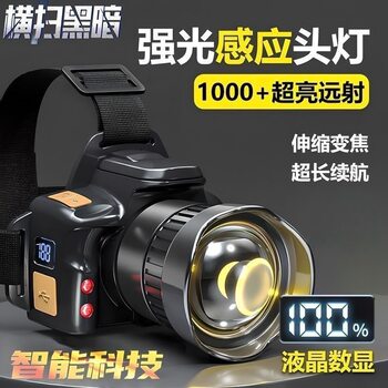Led Strong Light Long-Range Headlight Long-Lasting Night Fishing Miner's Lamp Outdoor Camping Style Rechargeable Searchlight Head-Mounted Flashlight