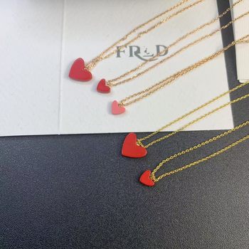 Japanese Little Red Heart Heart Fashionable Elegant Exquisite S925 Sterling Silver Necklace Women's 18K Rose Gold Plated Clavicle Chain