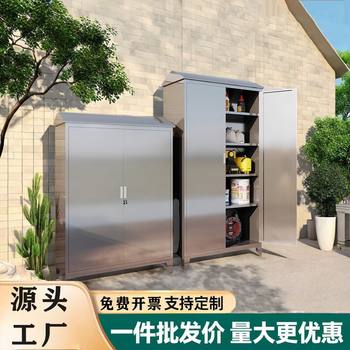 Stainless Steel Outdoor Storage Cabinet Rainproof and Sunproof Storage Cabinet Courtyard Garden Sloping Roof Storage Tool Cabinet Outdoor Cabinet 30
