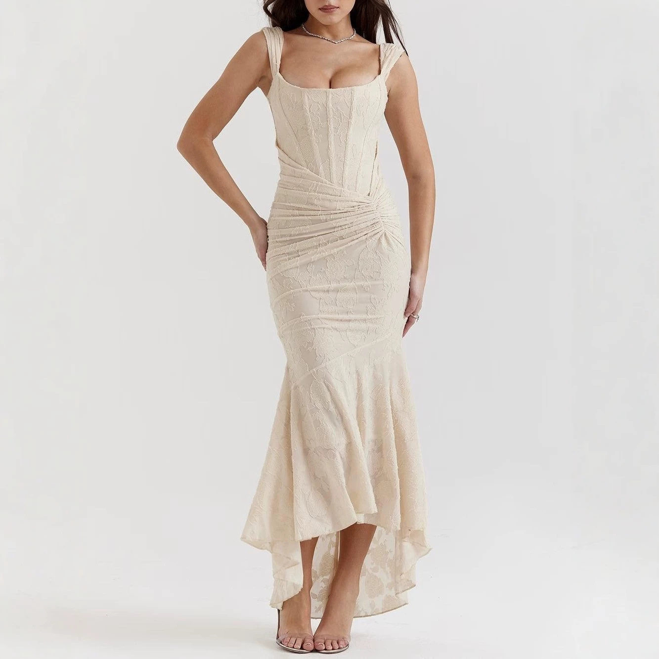 Sleeveless Bodycon Dress Solid Color Low Neckline Elegant Style Spring Summer Occasion Wholesale Available