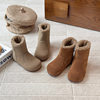 Ins Retro Birkenstock Boots 2025 Winter New Korean Style Girls' Fleece-Lined Mid-Calf Boots Boys' Warm Furry Cotton Boots