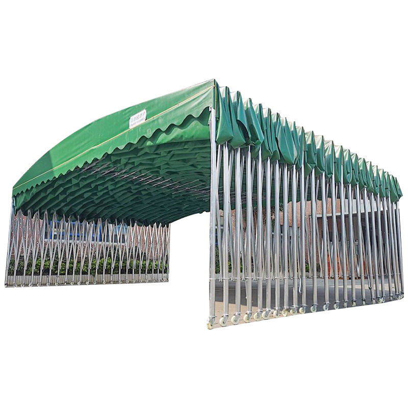 移动推拉棚户外活动遮阳防晒棚仓库棚伸缩式雨棚车位停车棚